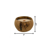 4" Ivory Lavender And Sage Scented Candle In Brown Coconut Shell Holder - Homeroots - Flyclothing LLC