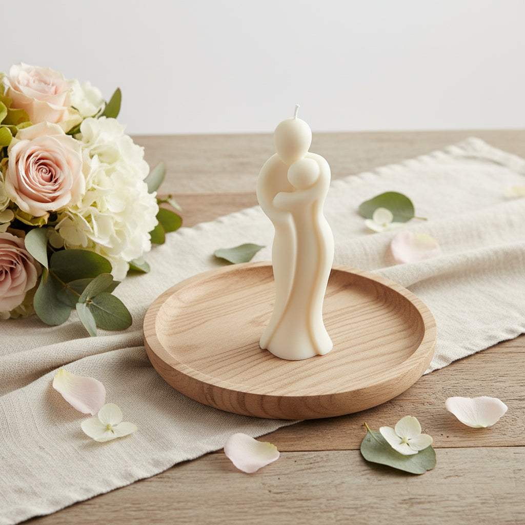 2" White Unscented Mother And Child Dimensional Candle - HomeRoots - Flyclothing LLC
