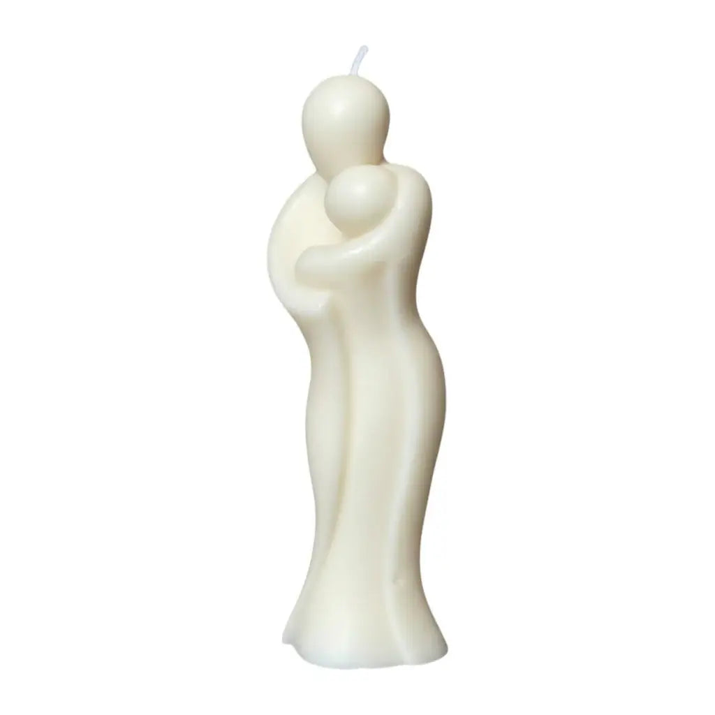 2" White Black Ice Scented Mother And Child Dimensional Candle - Homeroots - Flyclothing LLC