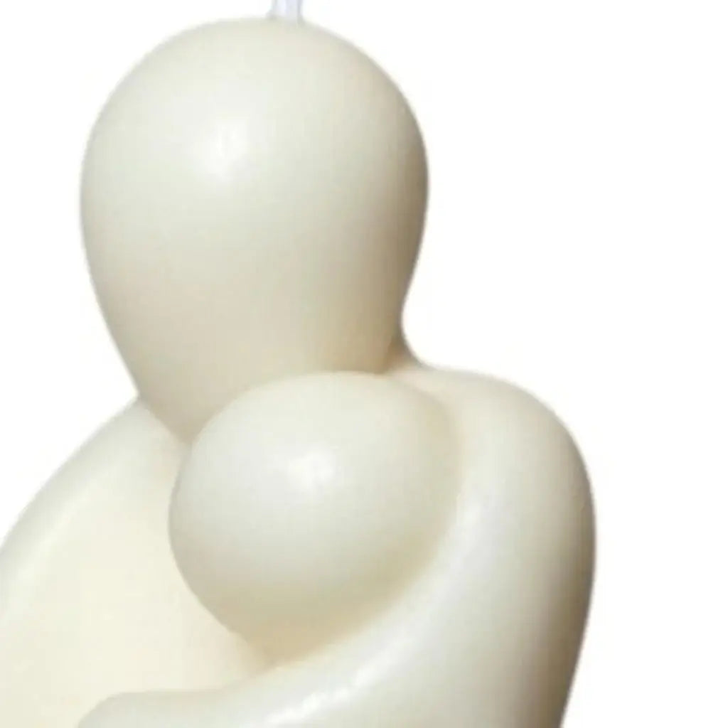 2" White Black Ice Scented Mother And Child Dimensional Candle - Homeroots - Flyclothing LLC