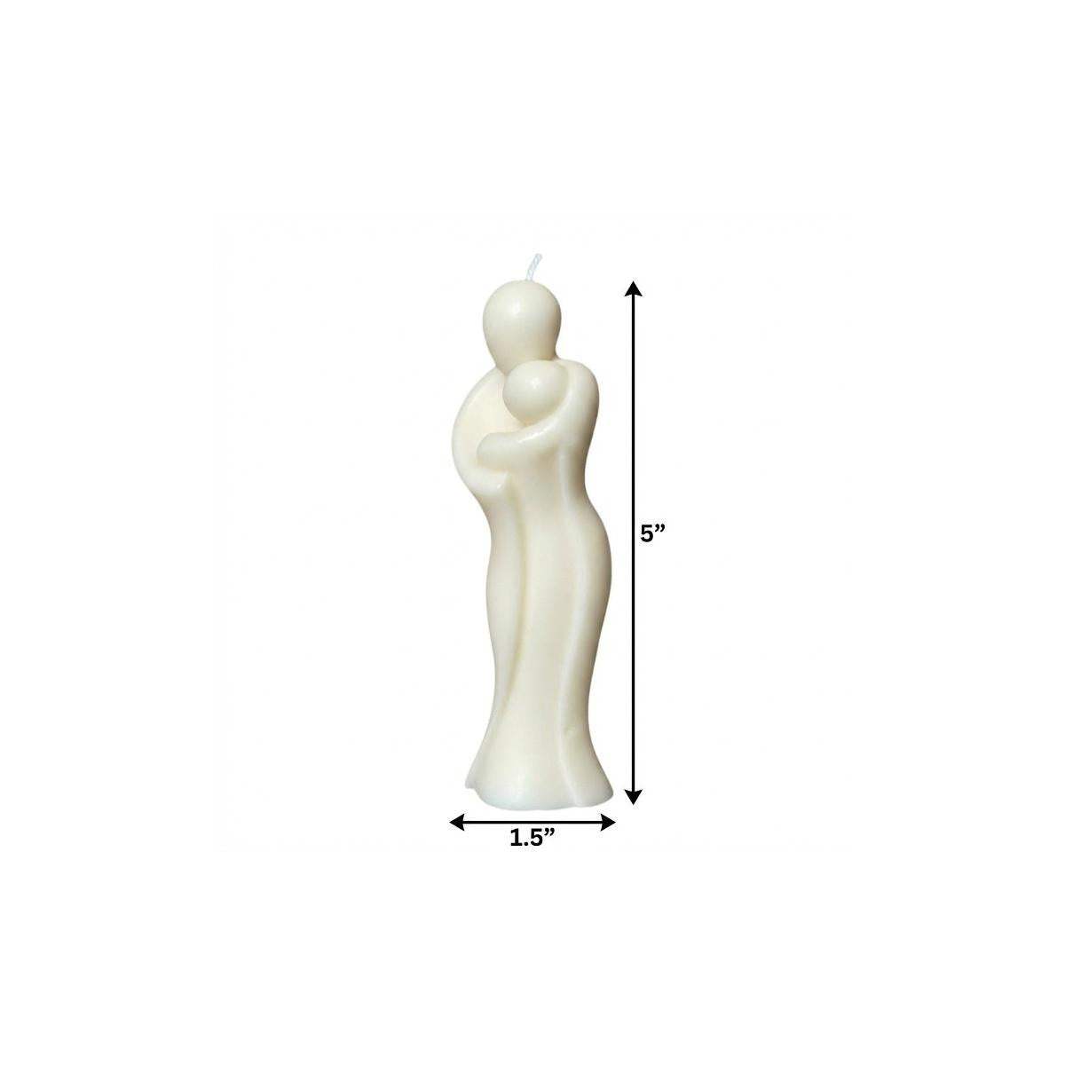 2" White Black Ice Scented Mother And Child Dimensional Candle - HomeRoots - Flyclothing LLC