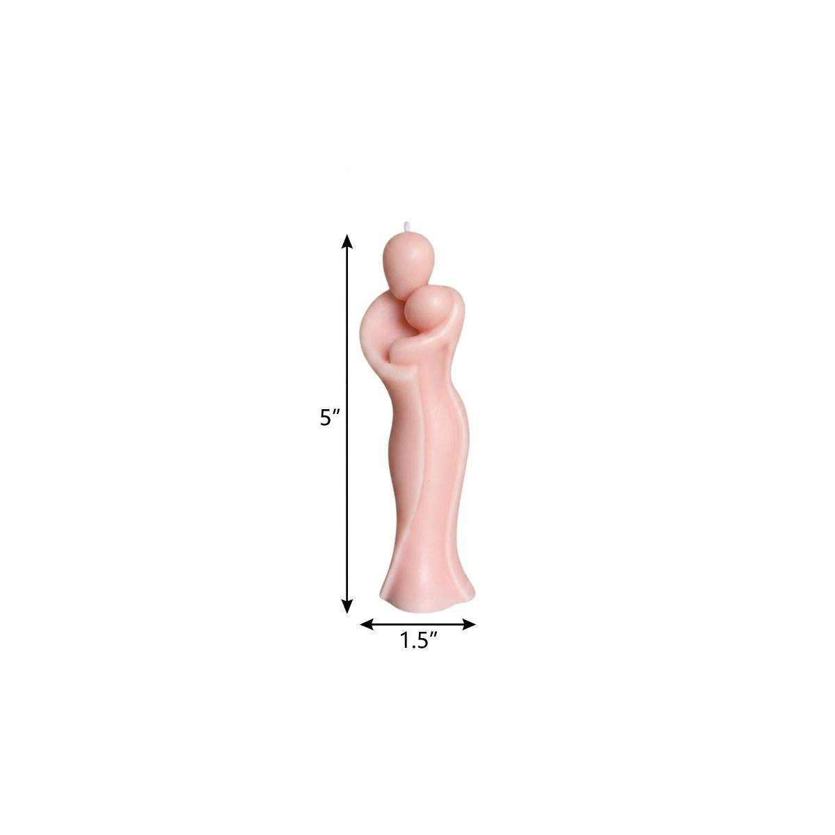 2" Peach Unscented Mother And Child Dimensional Candle - HomeRoots - Flyclothing LLC