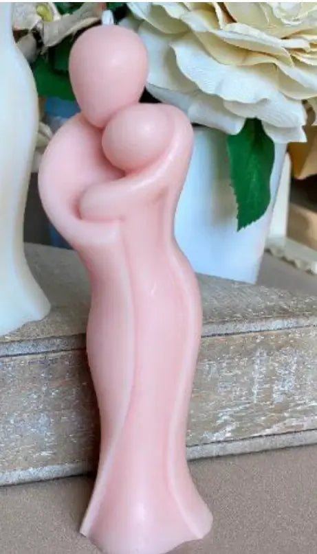 2" Peach Rose Petals Scented Mother And Child Dimensional Candle - Homeroots - Flyclothing LLC