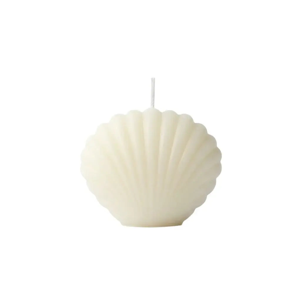 3" Ivory Unscented Dimensional Seashell Candle - Homeroots - Flyclothing LLC