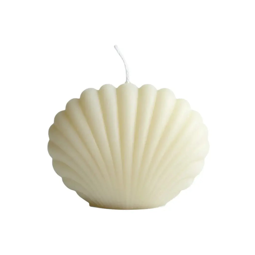 4" Ivory Wild Lavender And Sage Scented Dimensional Seashell Candle - Homeroots - Flyclothing LLC