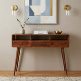 51" Chestnut Solid Wood Console Table With Three Shelves And Three Drawers - HomeRoots - Flyclothing LLC