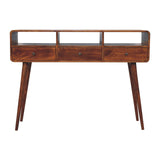 51" Chestnut Solid Wood Console Table With Three Shelves And Three Drawers - HomeRoots - Flyclothing LLC