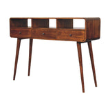 51" Chestnut Solid Wood Console Table With Three Shelves And Three Drawers - HomeRoots - Flyclothing LLC
