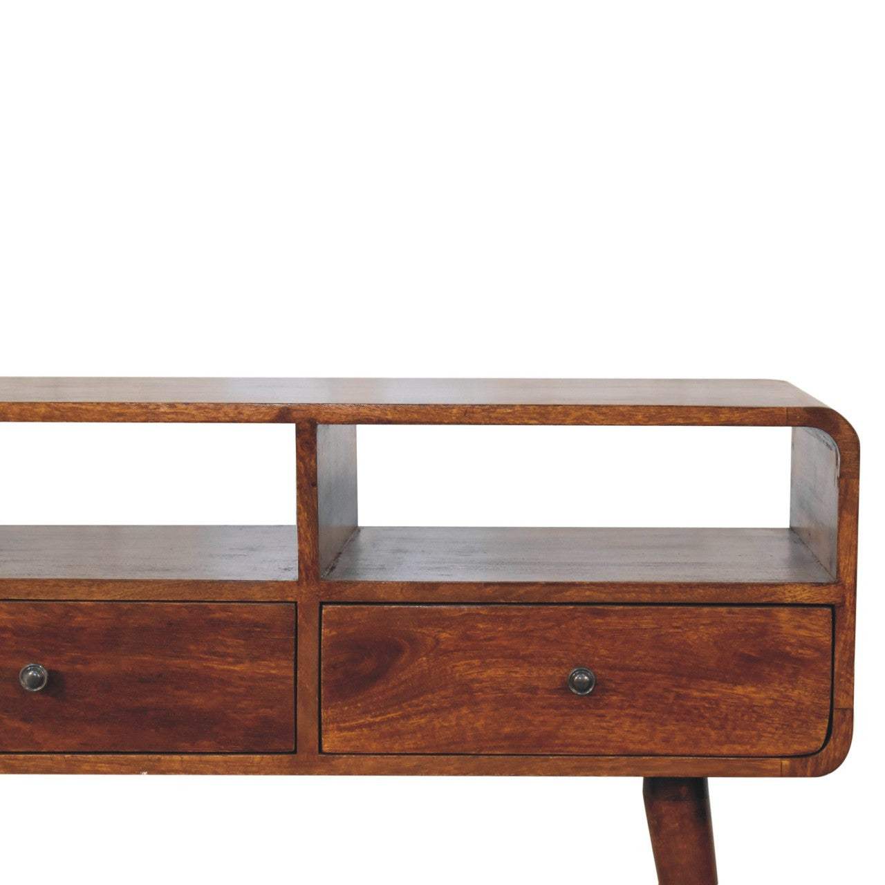 51" Chestnut Solid Wood Console Table With Three Shelves And Three Drawers - HomeRoots - Flyclothing LLC