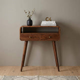 24" Brown Solid Wood Console Table With Shelf And Two Drawers - HomeRoots - Flyclothing LLC