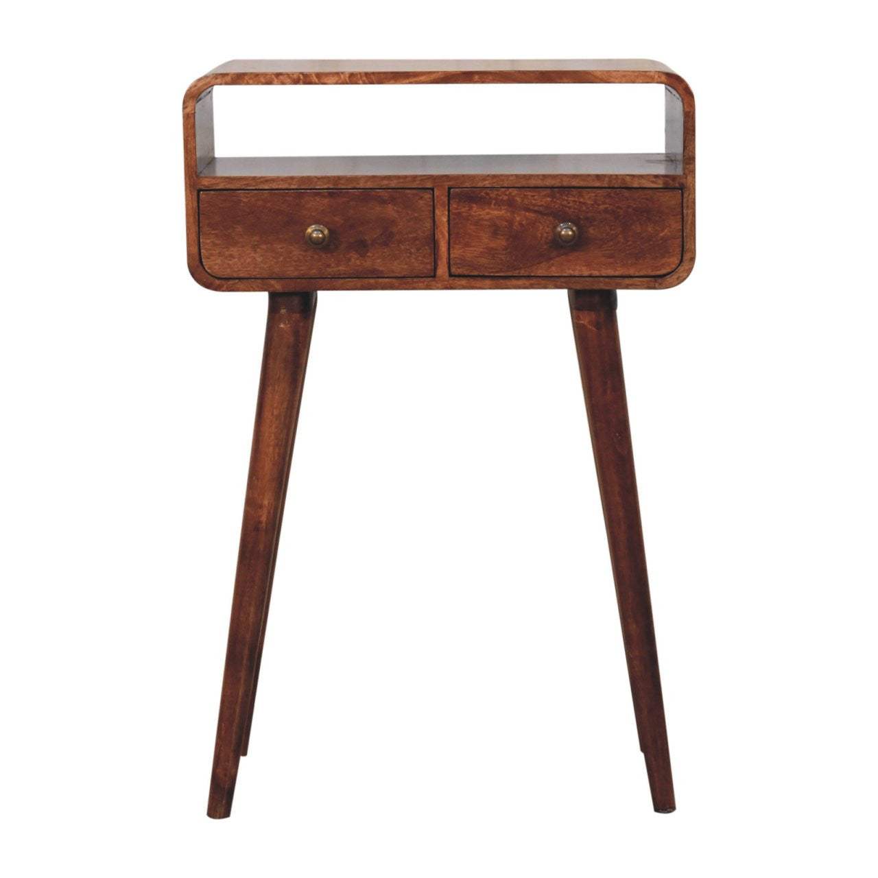 24" Brown Solid Wood Console Table With Shelf And Two Drawers - HomeRoots - Flyclothing LLC