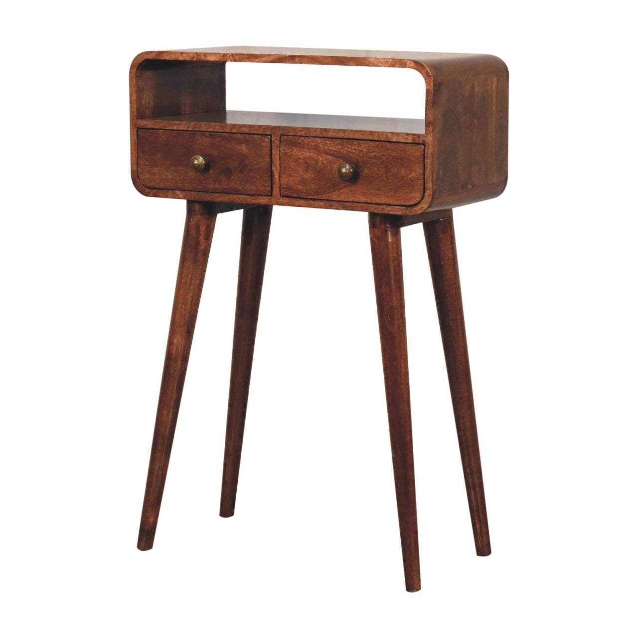 24" Brown Solid Wood Console Table With Shelf And Two Drawers - HomeRoots - Flyclothing LLC
