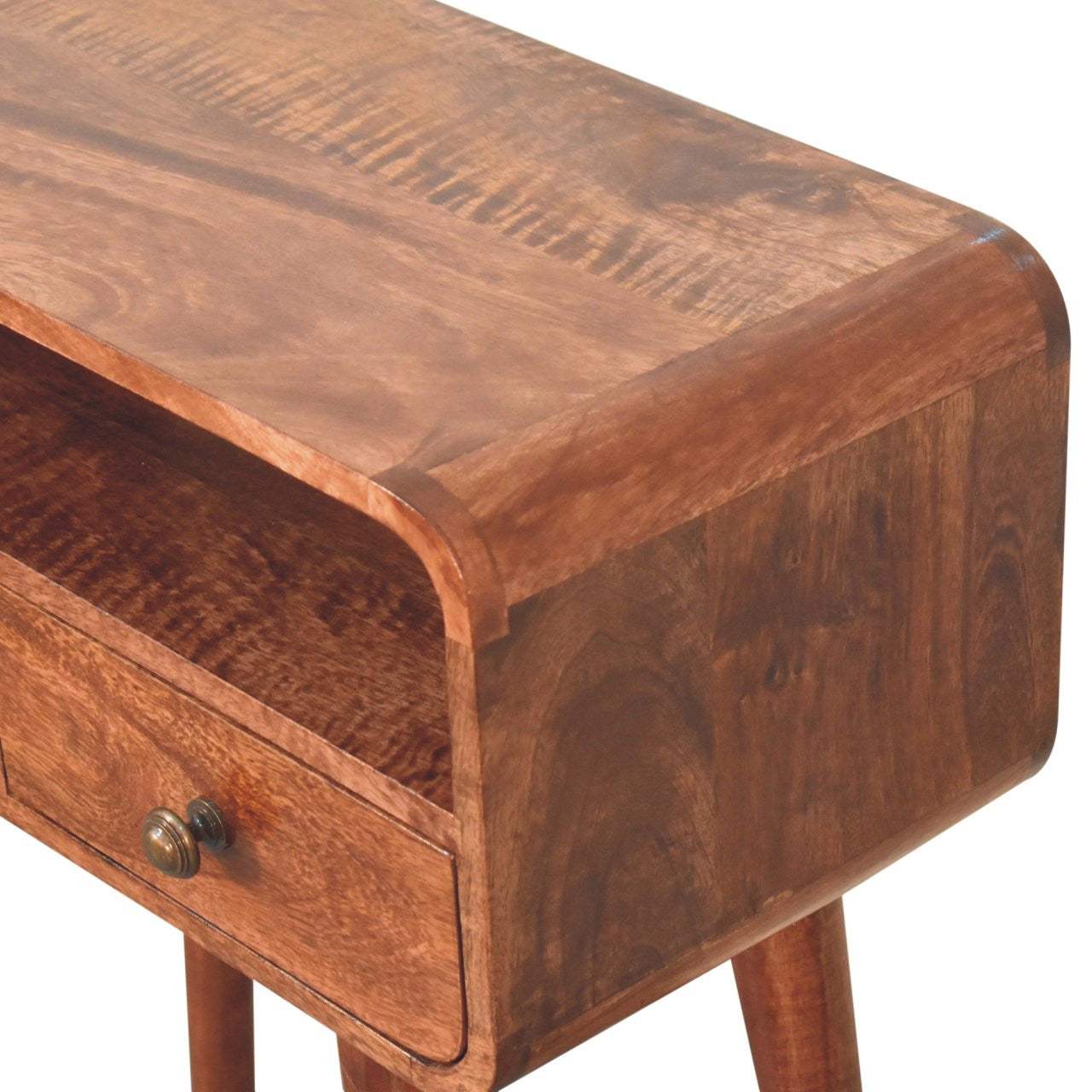 24" Brown Solid Wood Console Table With Shelf And Two Drawers - HomeRoots - Flyclothing LLC