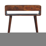 35" Chestnut Solid Wood Console Table With Shelf And Two Drawers - HomeRoots - Flyclothing LLC