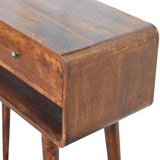 35" Chestnut Solid Wood Console Table With Shelf And Two Drawers - HomeRoots - Flyclothing LLC