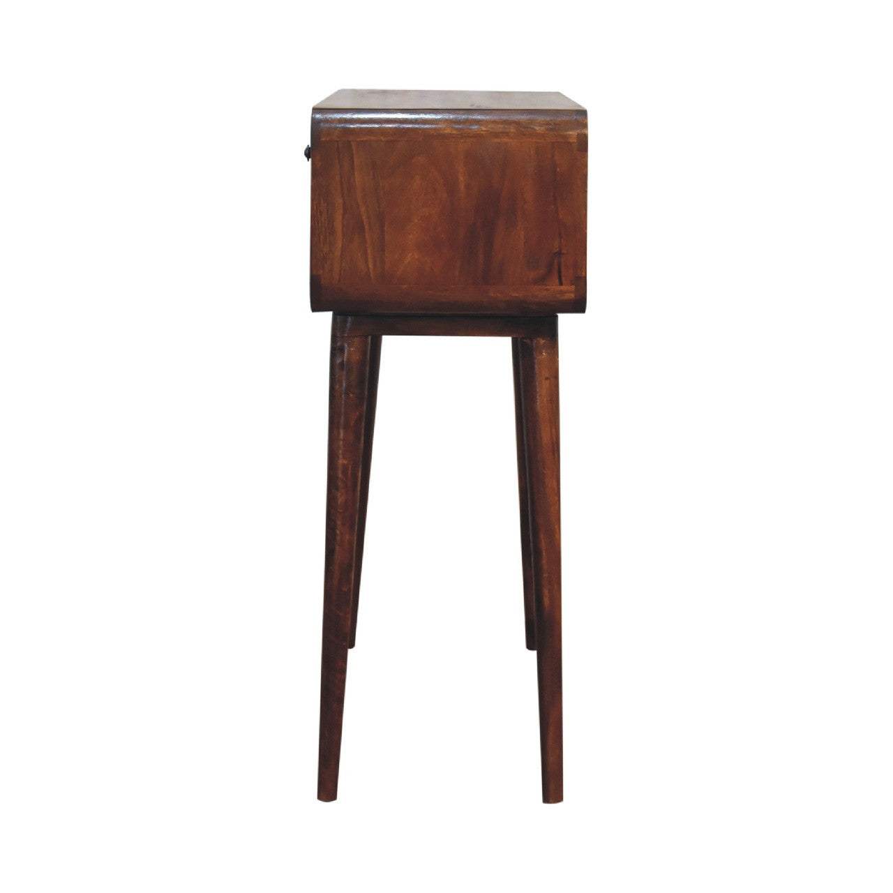 35" Chestnut Solid Wood Console Table With Shelf And Two Drawers - HomeRoots - Flyclothing LLC
