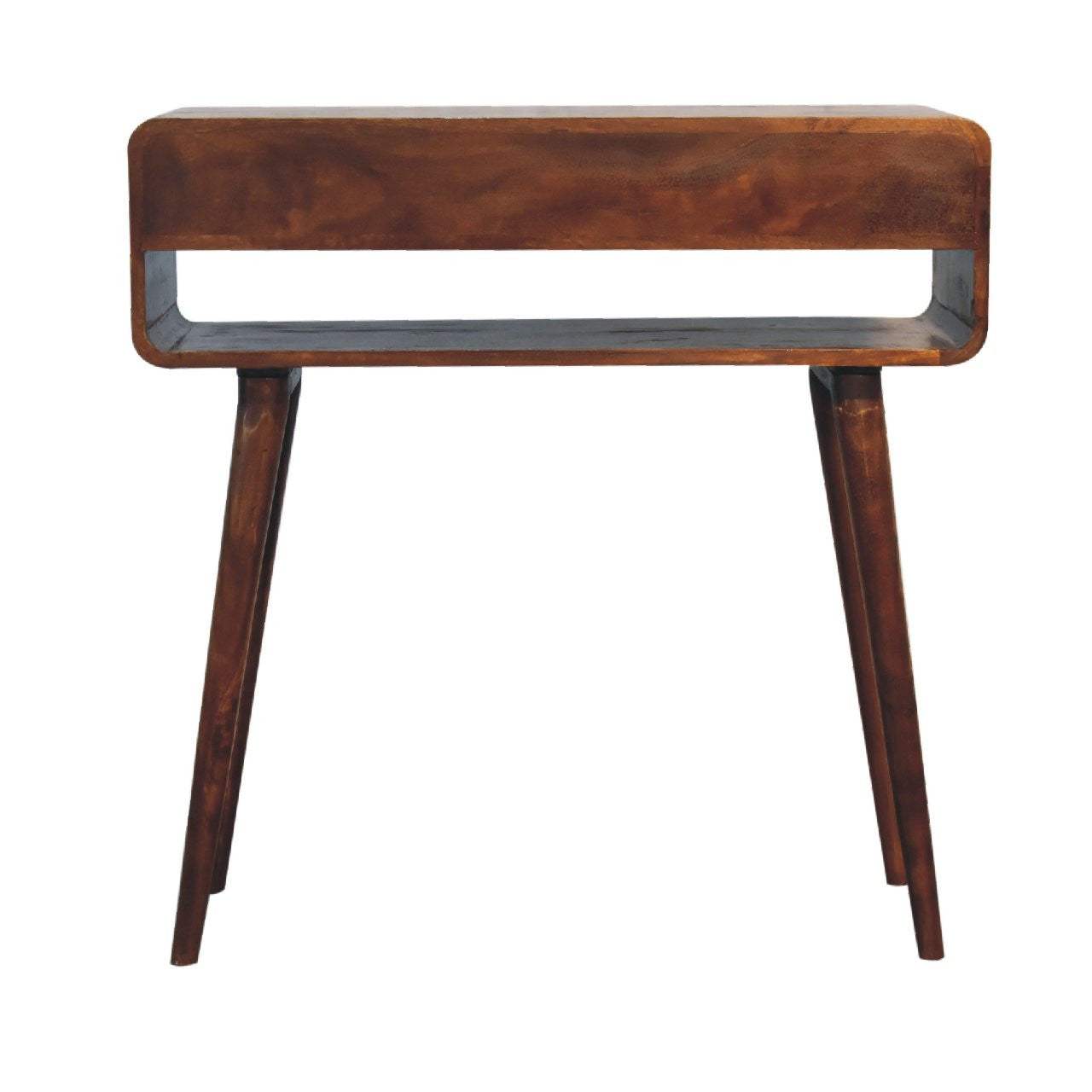 35" Chestnut Solid Wood Console Table With Shelf And Two Drawers - HomeRoots - Flyclothing LLC