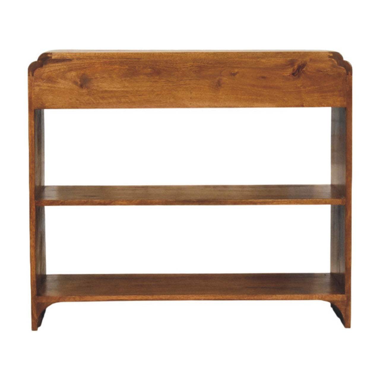 35" Chestnut Solid Wood Frame Console Table With Two Shelves And Two Drawers - HomeRoots - Flyclothing LLC