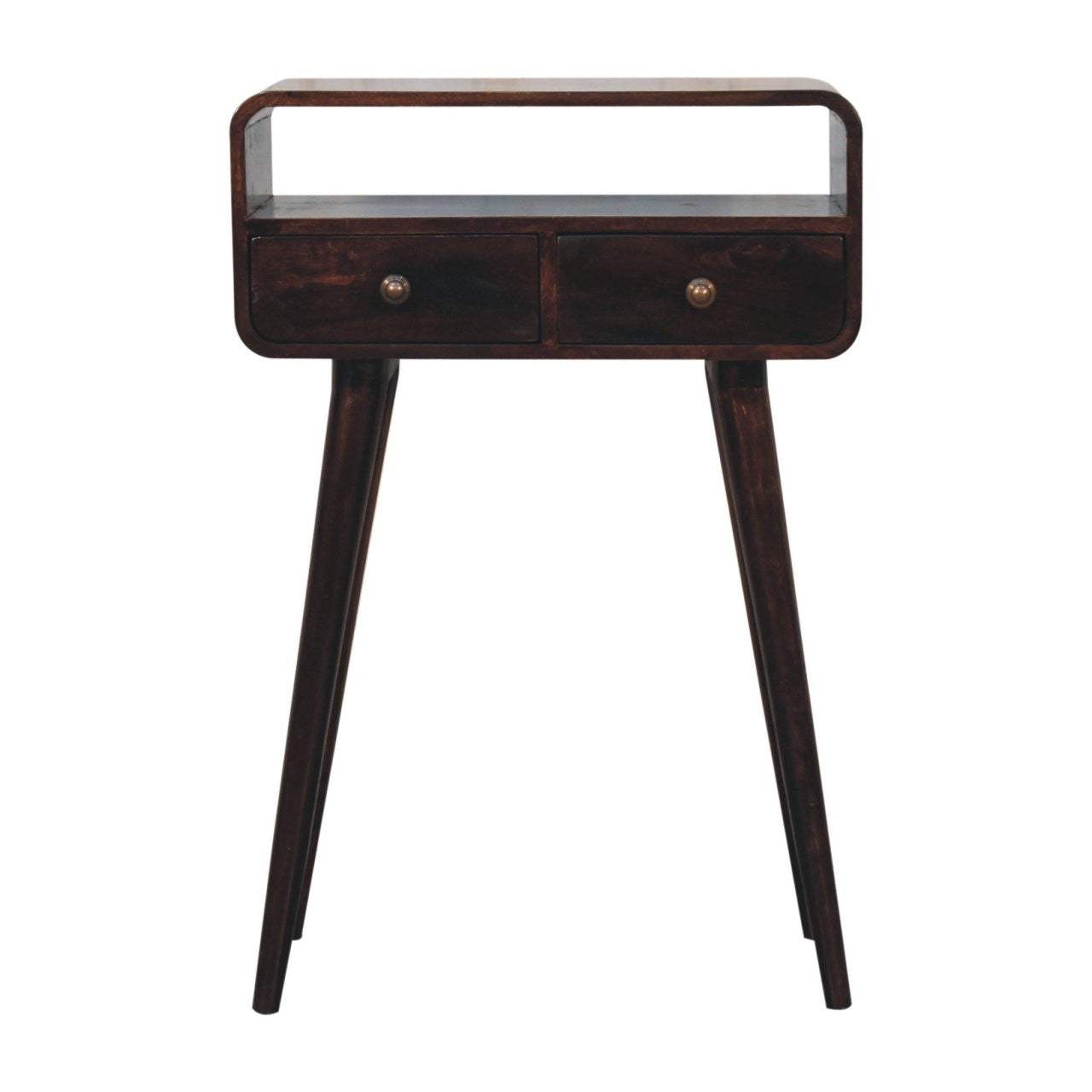24" Walnut Solid Wood Console Table With Shelf And Two Drawers - HomeRoots - Flyclothing LLC