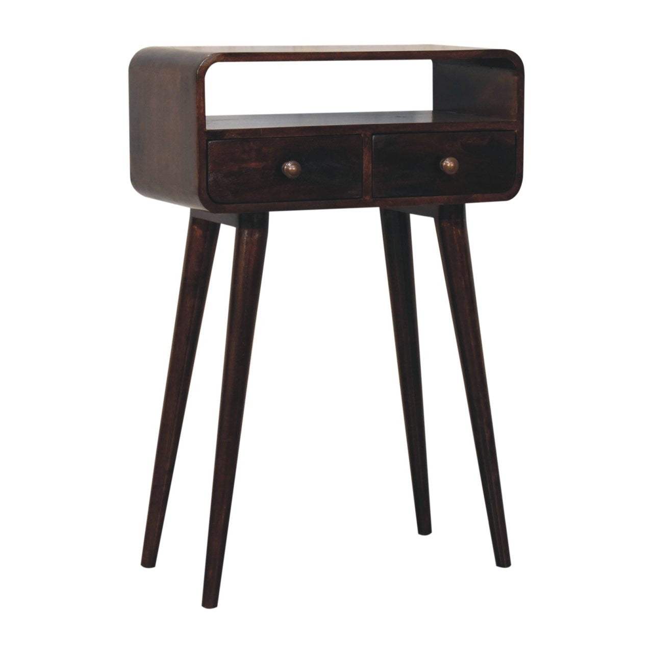 24" Walnut Solid Wood Console Table With Shelf And Two Drawers - HomeRoots - Flyclothing LLC