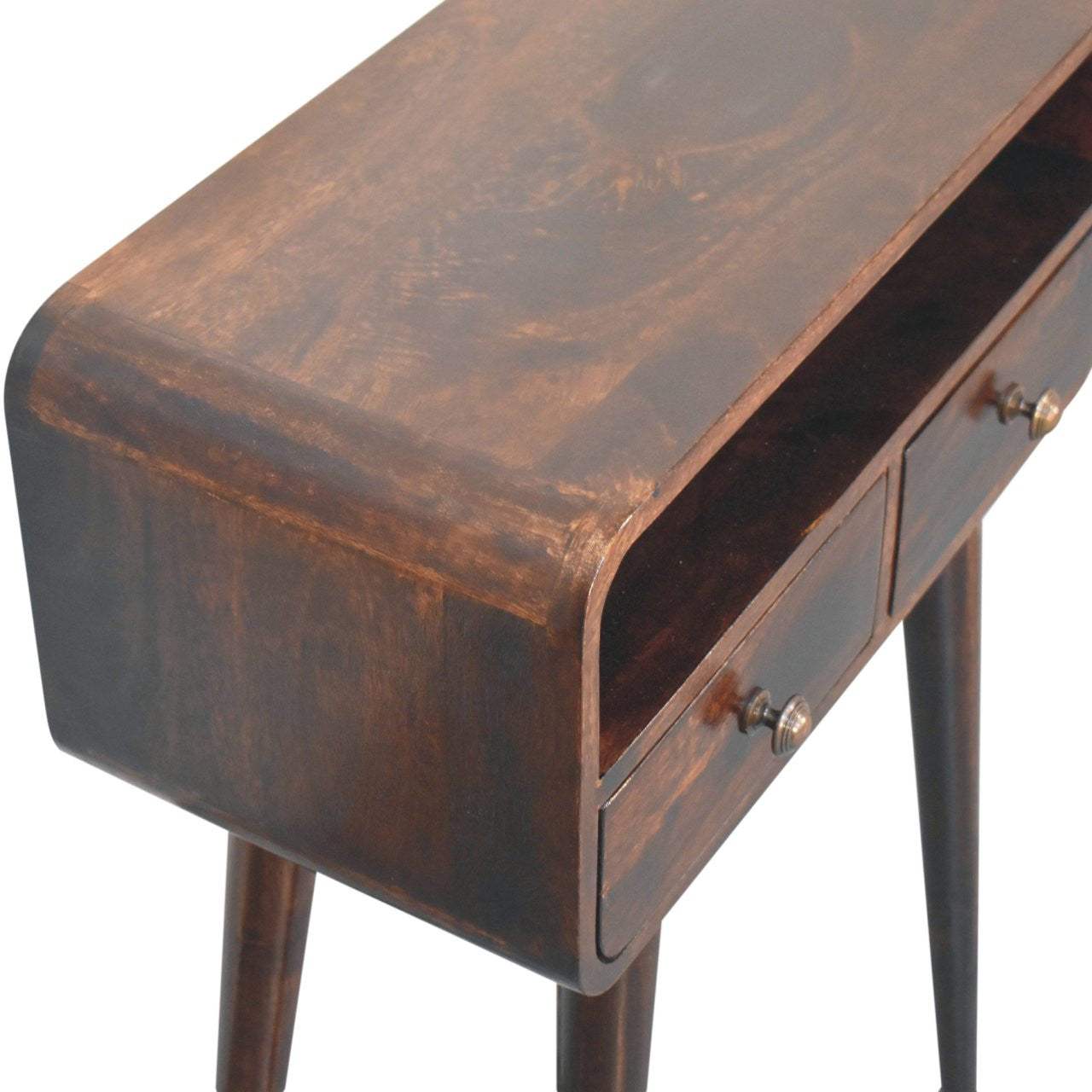 24" Walnut Solid Wood Console Table With Shelf And Two Drawers - HomeRoots - Flyclothing LLC
