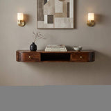 43" Chestnut Solid Wood Floating Console Table With Shelf And Two Drawers - HomeRoots - Flyclothing LLC