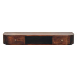 43" Chestnut Solid Wood Floating Console Table With Shelf And Two Drawers - HomeRoots - Flyclothing LLC