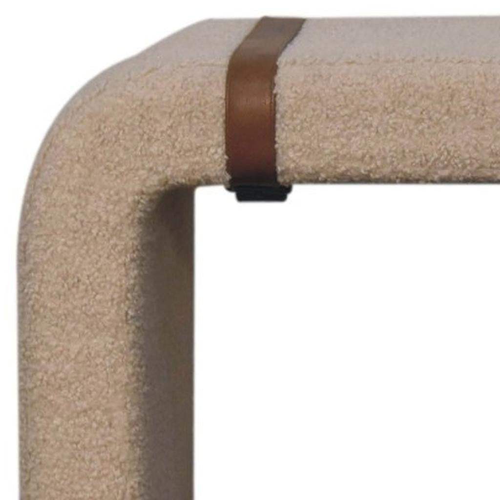 35" Beige and Brown Boucle and Leather Upholstered Bench - HomeRoots - Flyclothing LLC