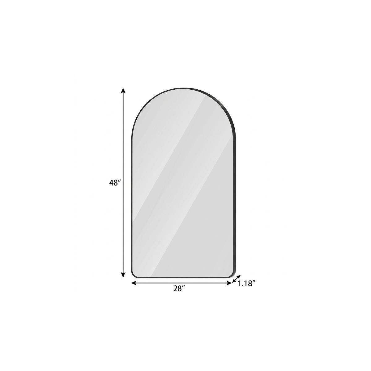 48" Black Aluminum Arch Lighted Framed Anti Fog Bathroom Vanity Mirror - HomeRoots - Flyclothing LLC