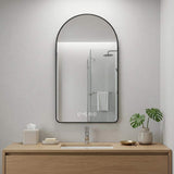 48" Black Aluminum Arch Lighted Framed Anti Fog Bathroom Vanity Mirror - HomeRoots - Flyclothing LLC