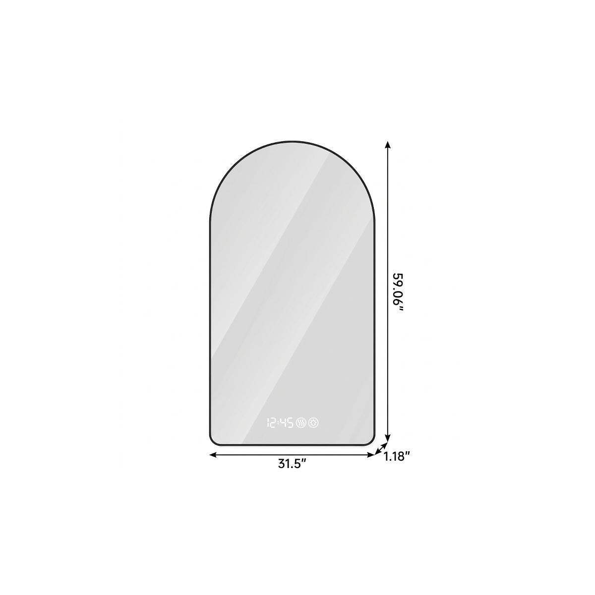 59" Black Aluminum Arch Lighted Framed Anti Fog Bathroom Vanity Mirror - HomeRoots - Flyclothing LLC