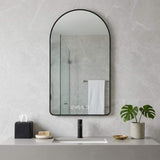 59" Black Aluminum Arch Lighted Framed Anti Fog Bathroom Vanity Mirror - HomeRoots - Flyclothing LLC