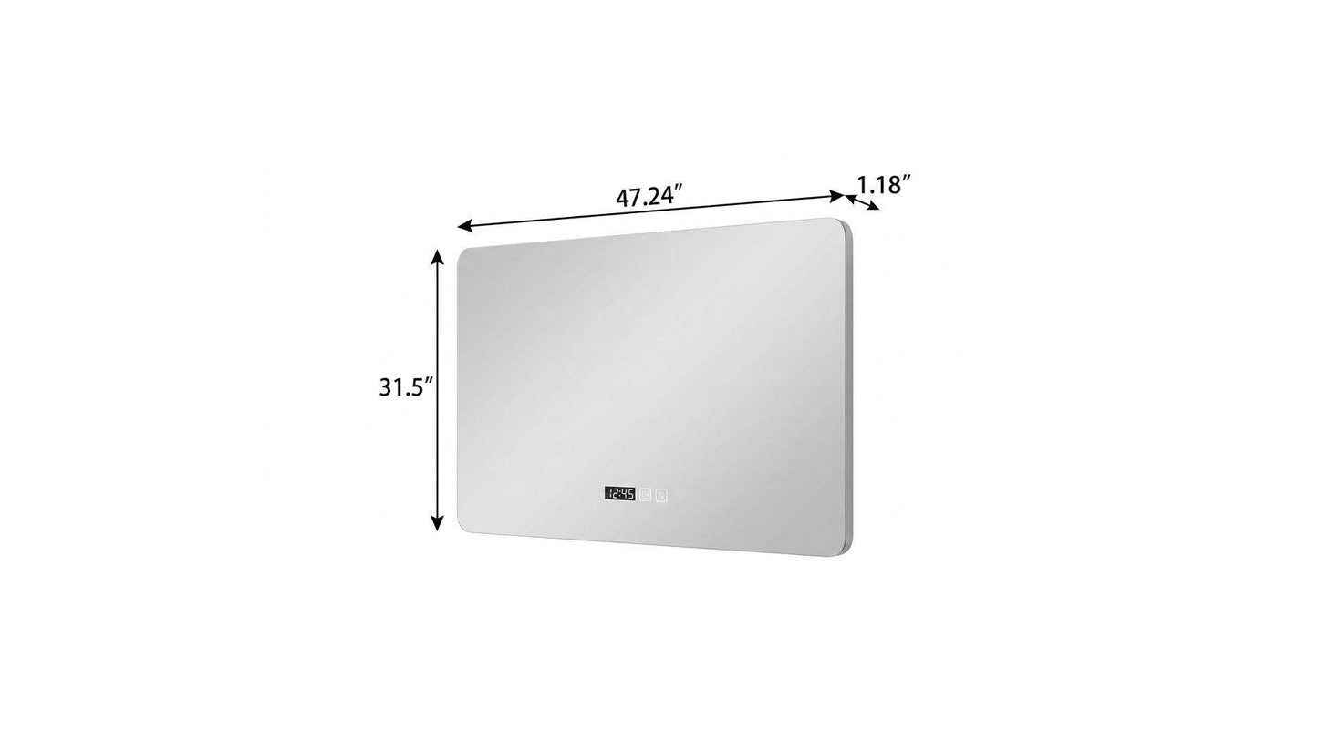 32" Black Aluminum Lighted Framed Anti Fog Bathroom Vanity Mirror - HomeRoots - Flyclothing LLC