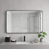 32" Black Aluminum Lighted Framed Anti Fog Bathroom Vanity Mirror - HomeRoots - Flyclothing LLC