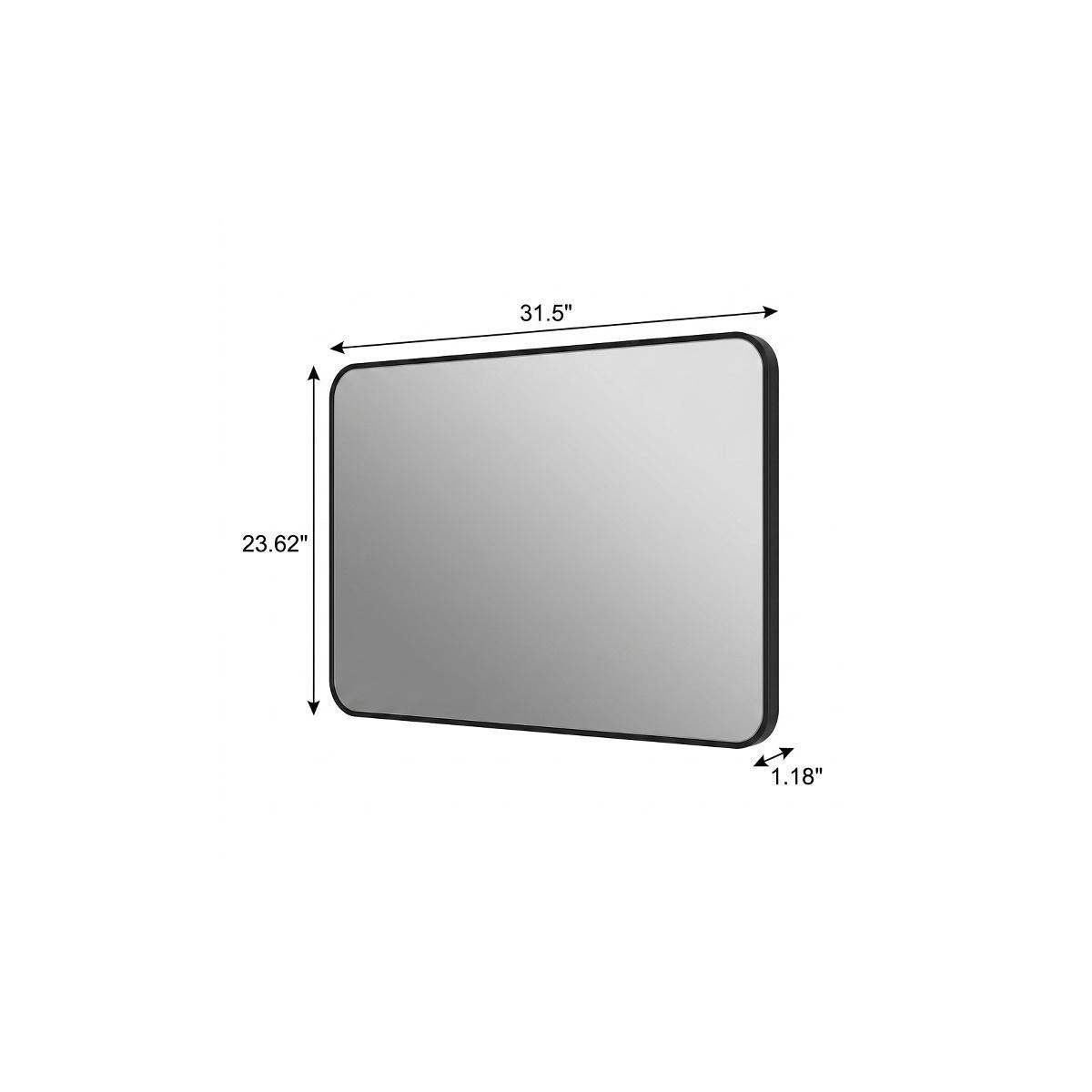 24" Black Aluminum Lighted Framed Anti Fog Bathroom Vanity Mirror - HomeRoots - Flyclothing LLC