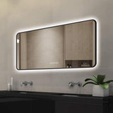 24" Black Aluminum Lighted Framed Anti Fog Bathroom Vanity Mirror - HomeRoots - Flyclothing LLC