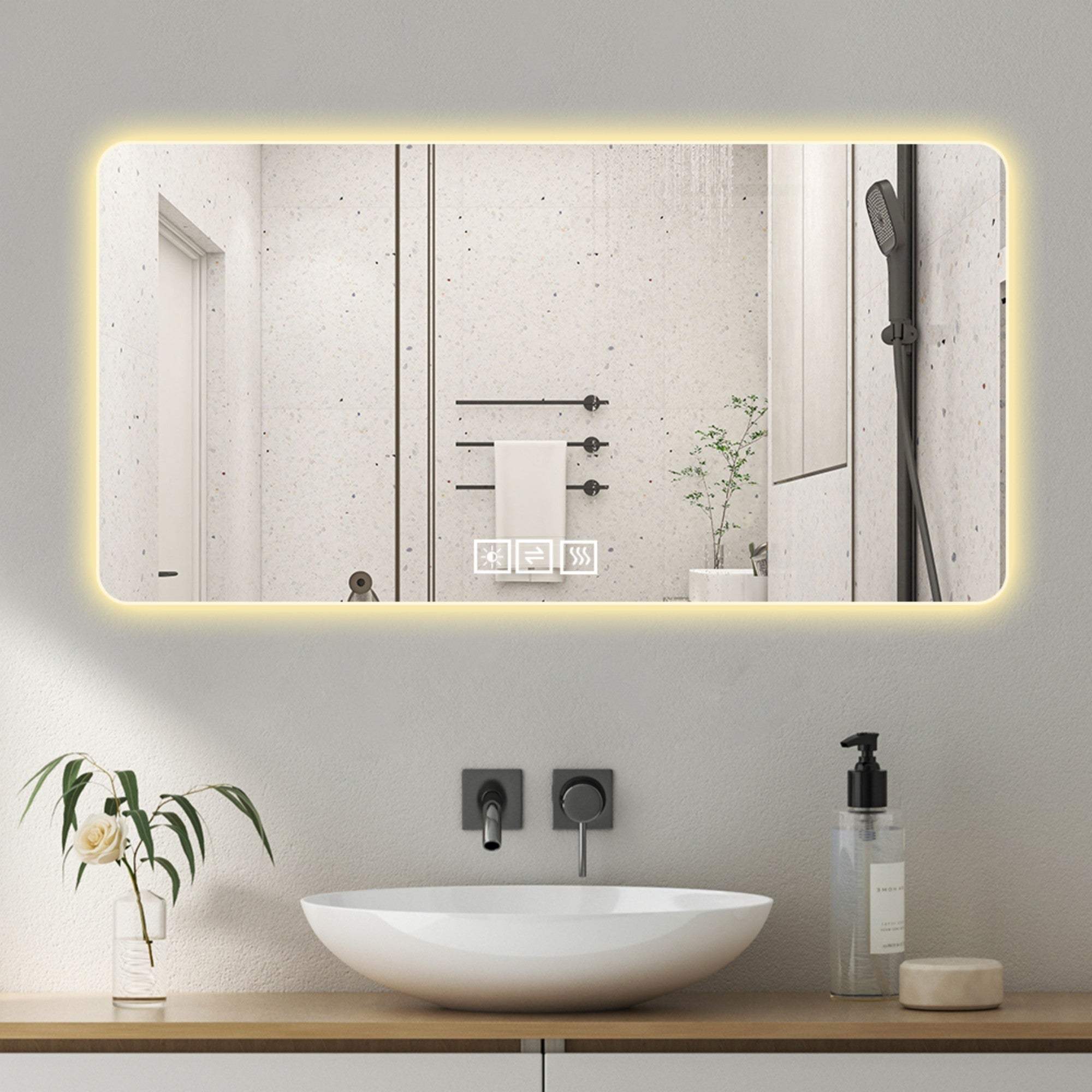 24" Lighted Frameless Anti Fog Bathroom Vanity Mirror - HomeRoots - Flyclothing LLC
