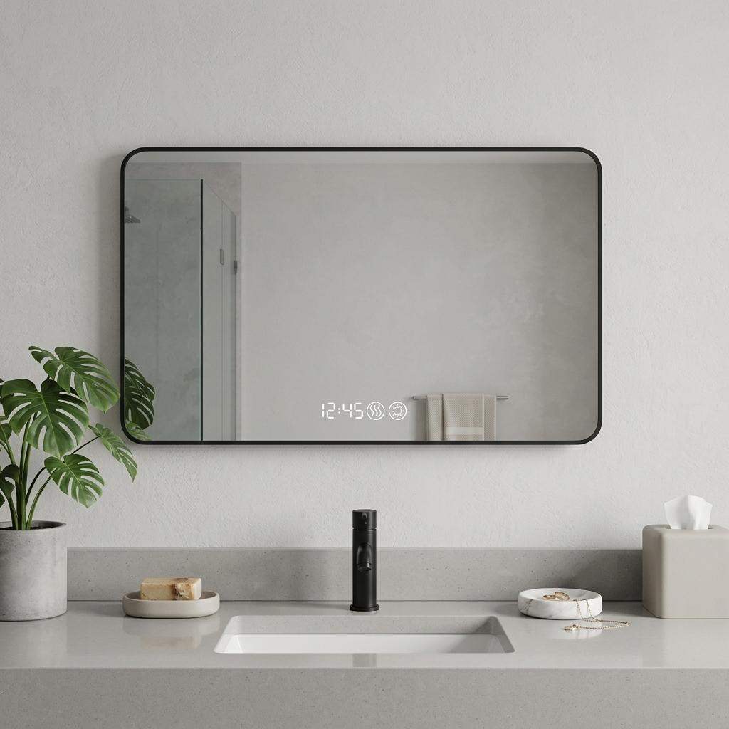 39" Black Aluminum Lighted Framed Anti Fog Bathroom Vanity Mirror - HomeRoots - Flyclothing LLC