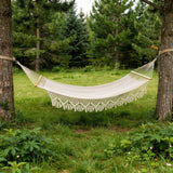 Ivory Single Spreader Bar Hammock With Lace - HomeRoots - Flyclothing LLC