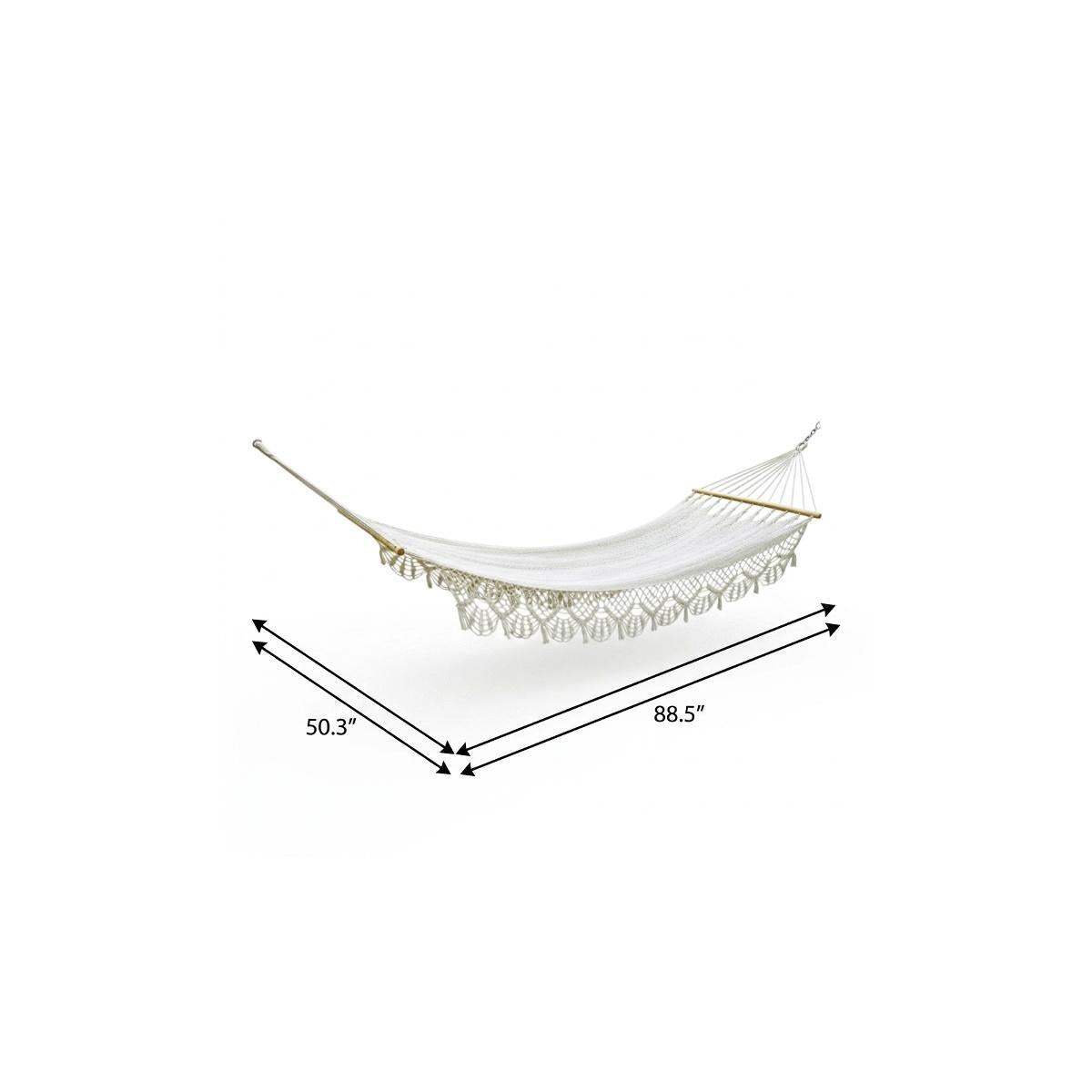Ivory Single Spreader Bar Hammock With Lace - HomeRoots - Flyclothing LLC