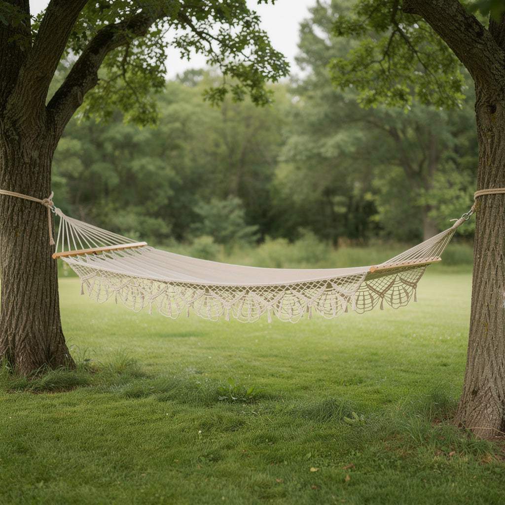 Off White Single Spreader Bar Hammock - HomeRoots - Flyclothing LLC