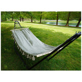 Gray Single Spreader Bar Hammock With Tassels - HomeRoots - Flyclothing LLC