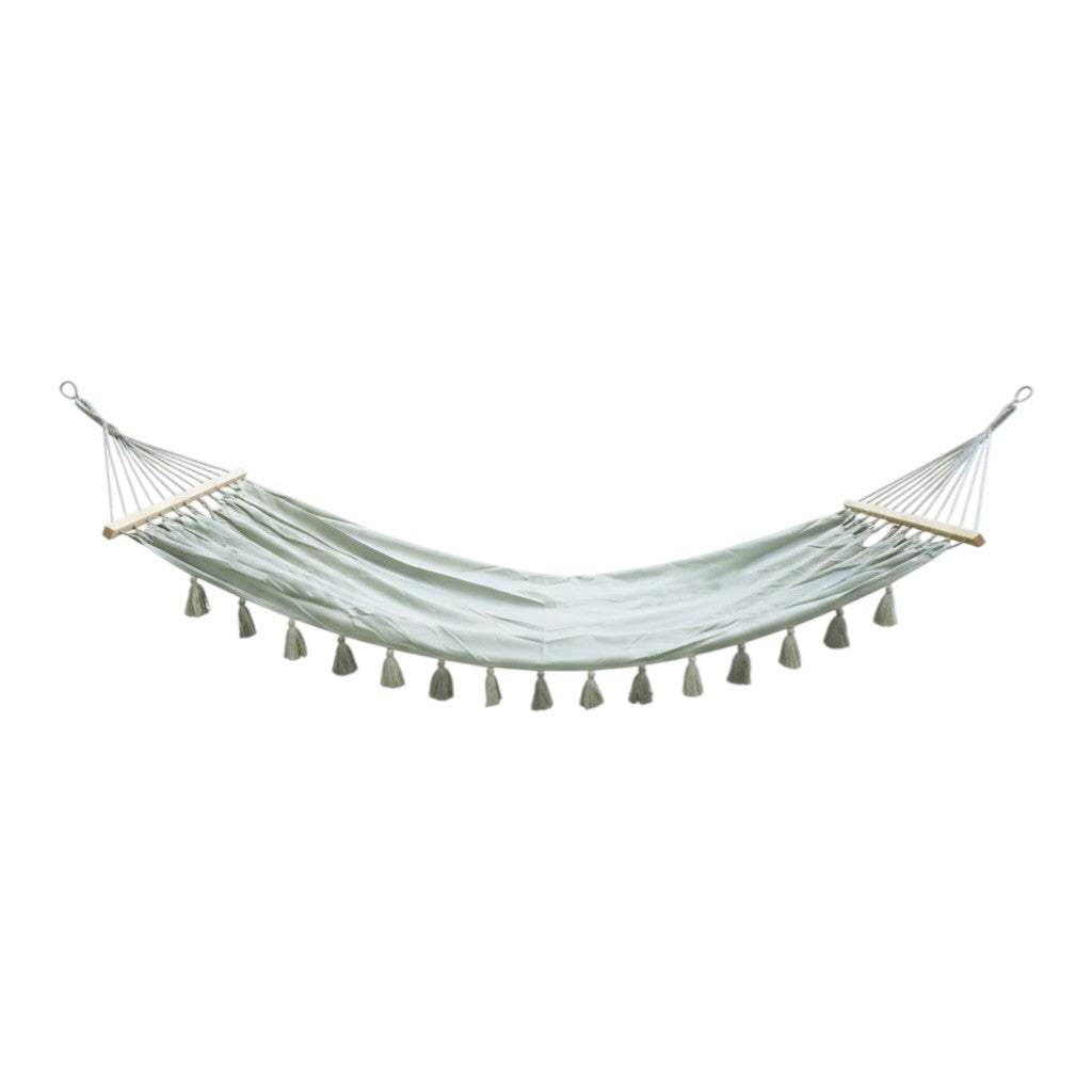 Gray Single Spreader Bar Hammock With Tassels - HomeRoots - Flyclothing LLC