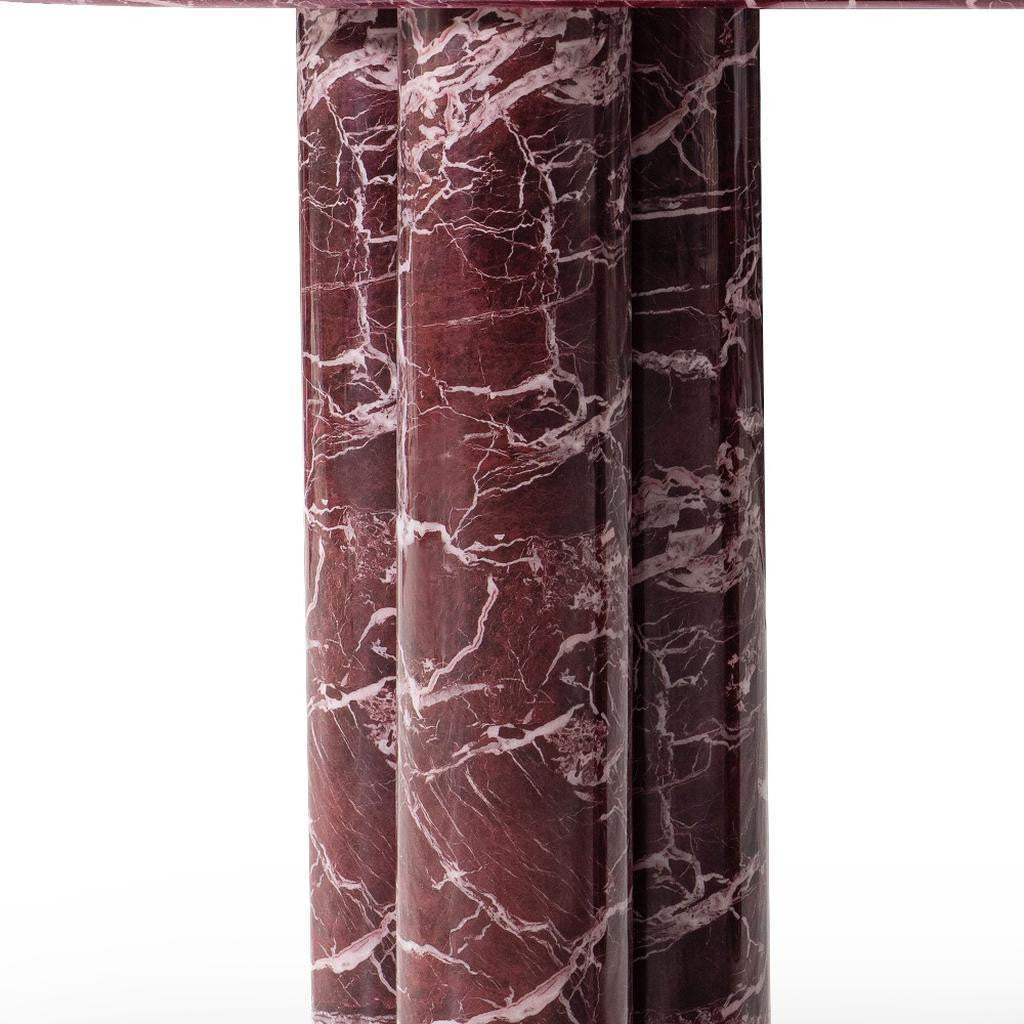 60" Red Genuine Marble Oval Double Pedestal Console Table - HomeRoots - Flyclothing LLC
