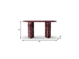 60" Red Genuine Marble Oval Double Pedestal Console Table - HomeRoots - Flyclothing LLC