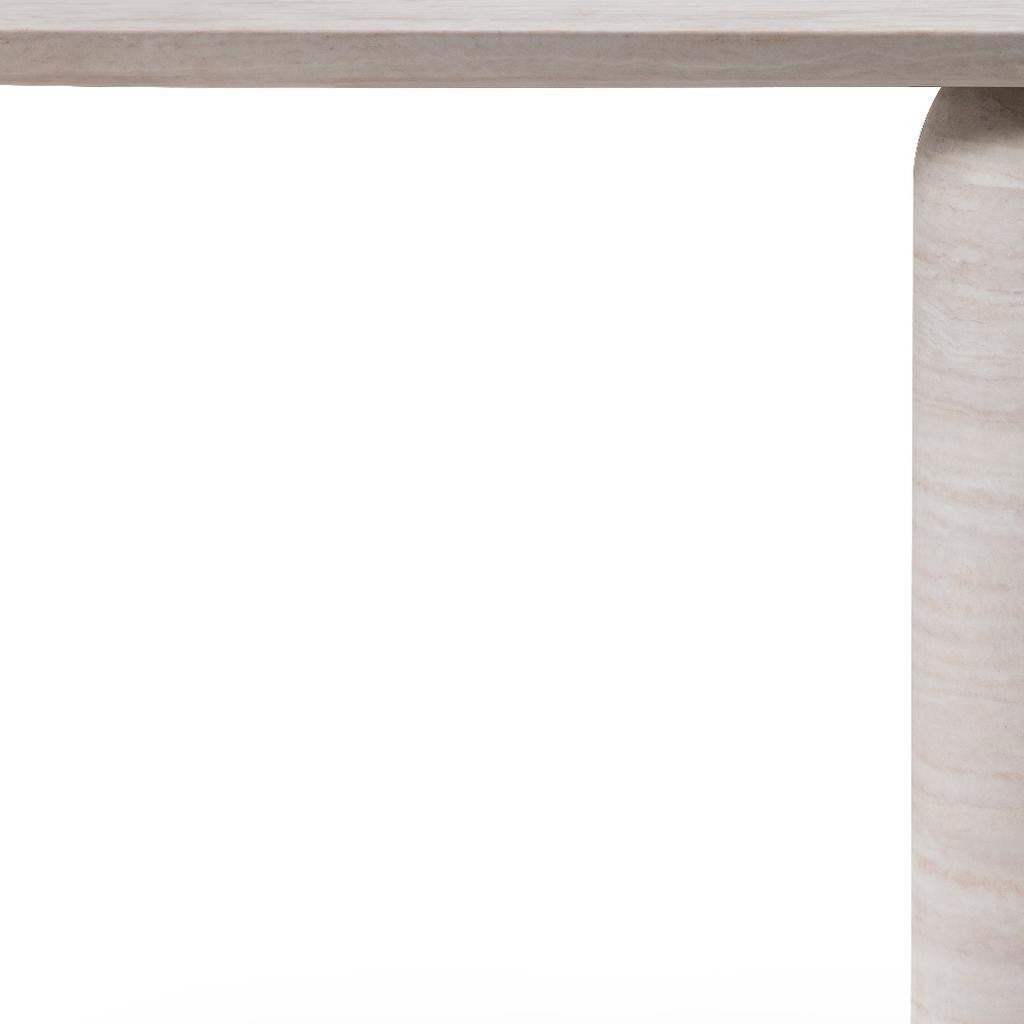 60" Beige Genuine Marble Pedestal Console Table - HomeRoots - Flyclothing LLC