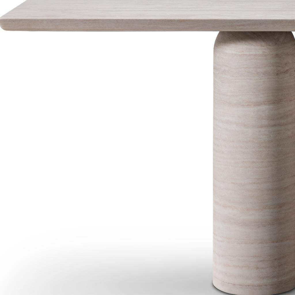 60" Beige Genuine Marble Pedestal Console Table - HomeRoots - Flyclothing LLC