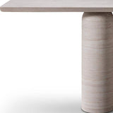 60" Beige Genuine Marble Pedestal Console Table - HomeRoots - Flyclothing LLC