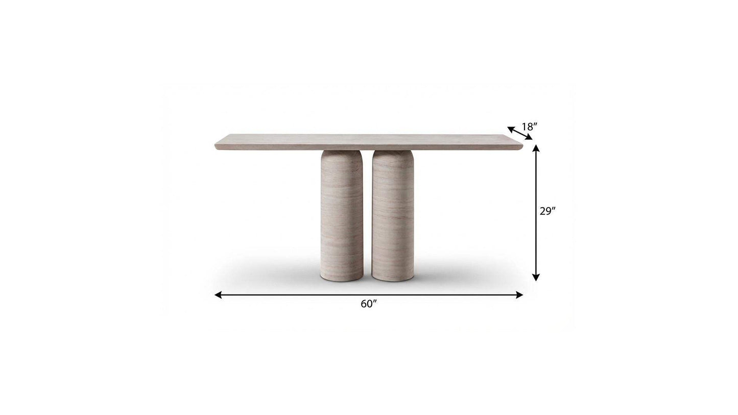 60" Beige Genuine Marble Pedestal Console Table - HomeRoots - Flyclothing LLC