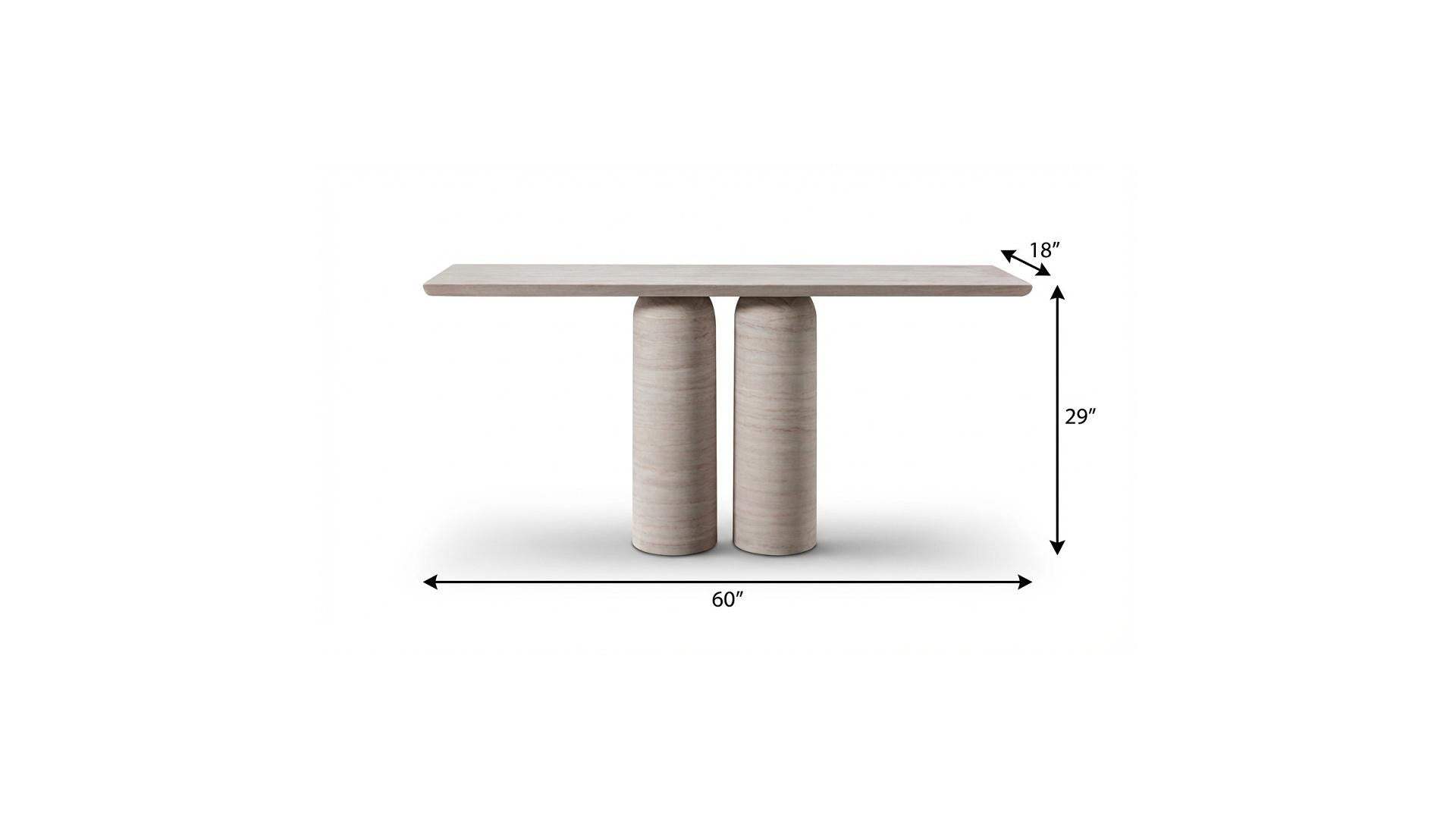 60" Beige Genuine Marble Pedestal Console Table - HomeRoots - Flyclothing LLC